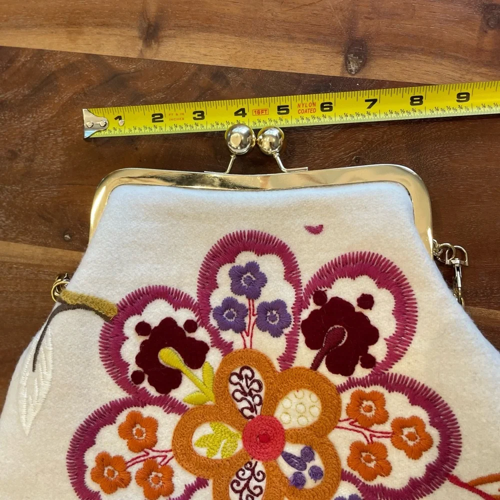 Embroidered Hippie Bohemian Crossbody Whimsical Floral Made in Italy Chain Strap